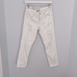 Lucky Brand Womens White Handcrafted Sienna Slim Boyfriend Jeans